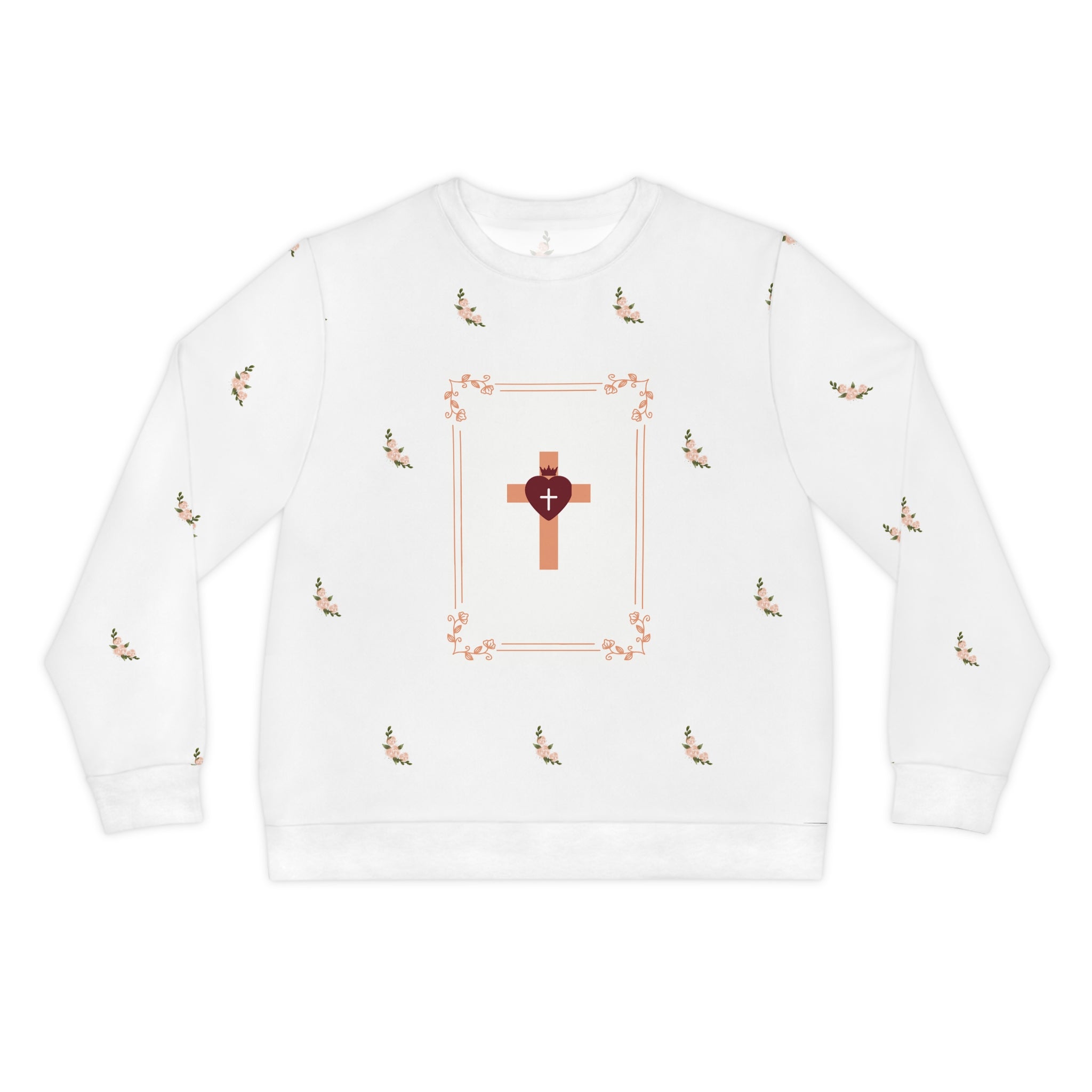 Faith Heart Cross Christian Lightweight Sweatshirt