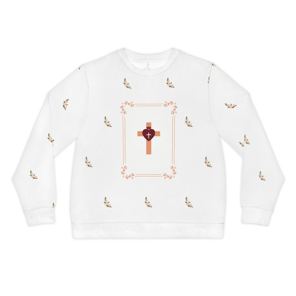 Faith Heart Cross Christian Lightweight Sweatshirt