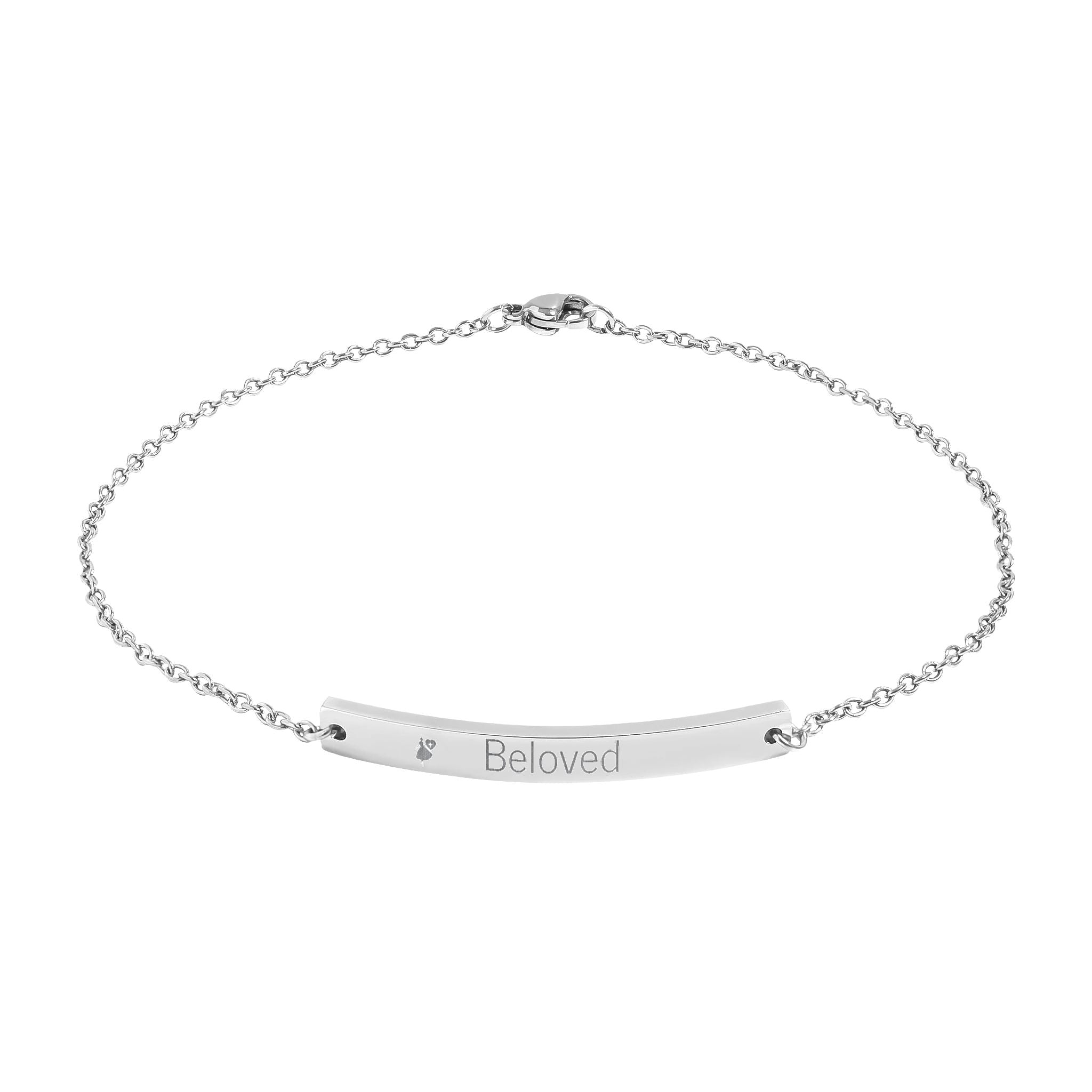 "Beloved" Christian Curved Bar Anklet (Engraving)