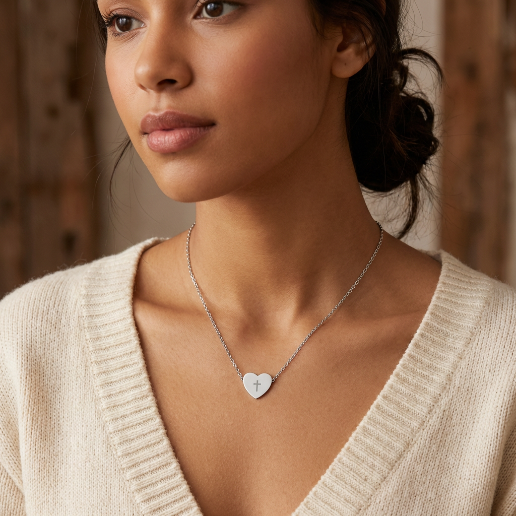 Heart Necklace (Engraving) Printify