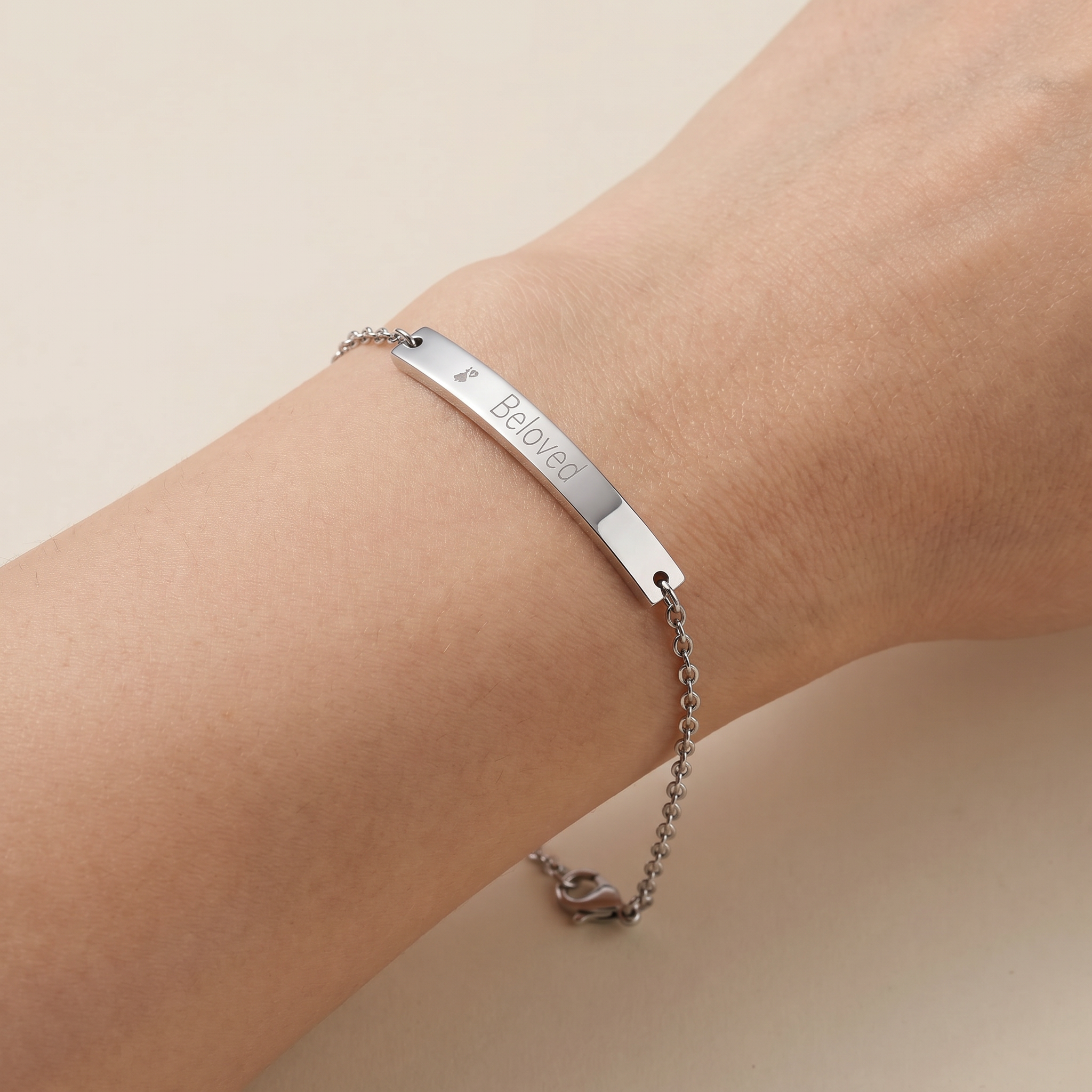 "Beloved" Christian Curved Bar Anklet (Engraving)