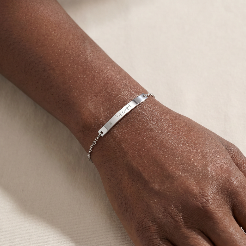 "Beloved" Christian Curved Bar Anklet (Engraving)
