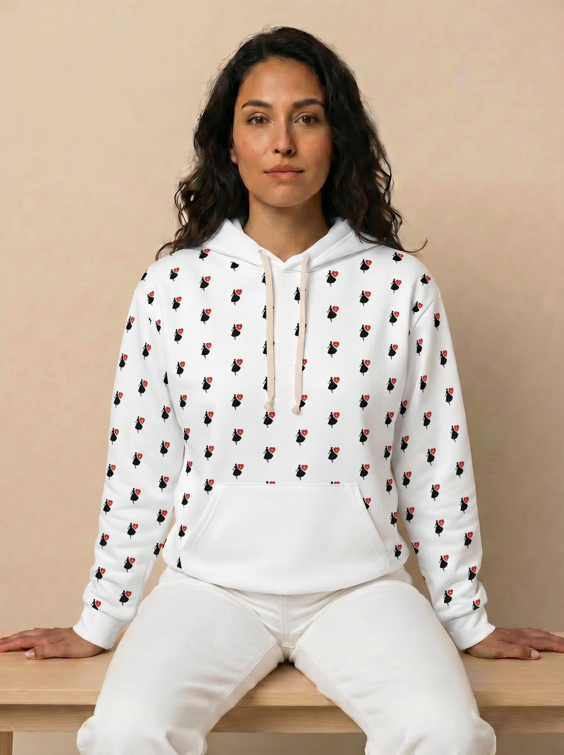 Unisex Pullover Hoodie (AOP) Overflow White Printify