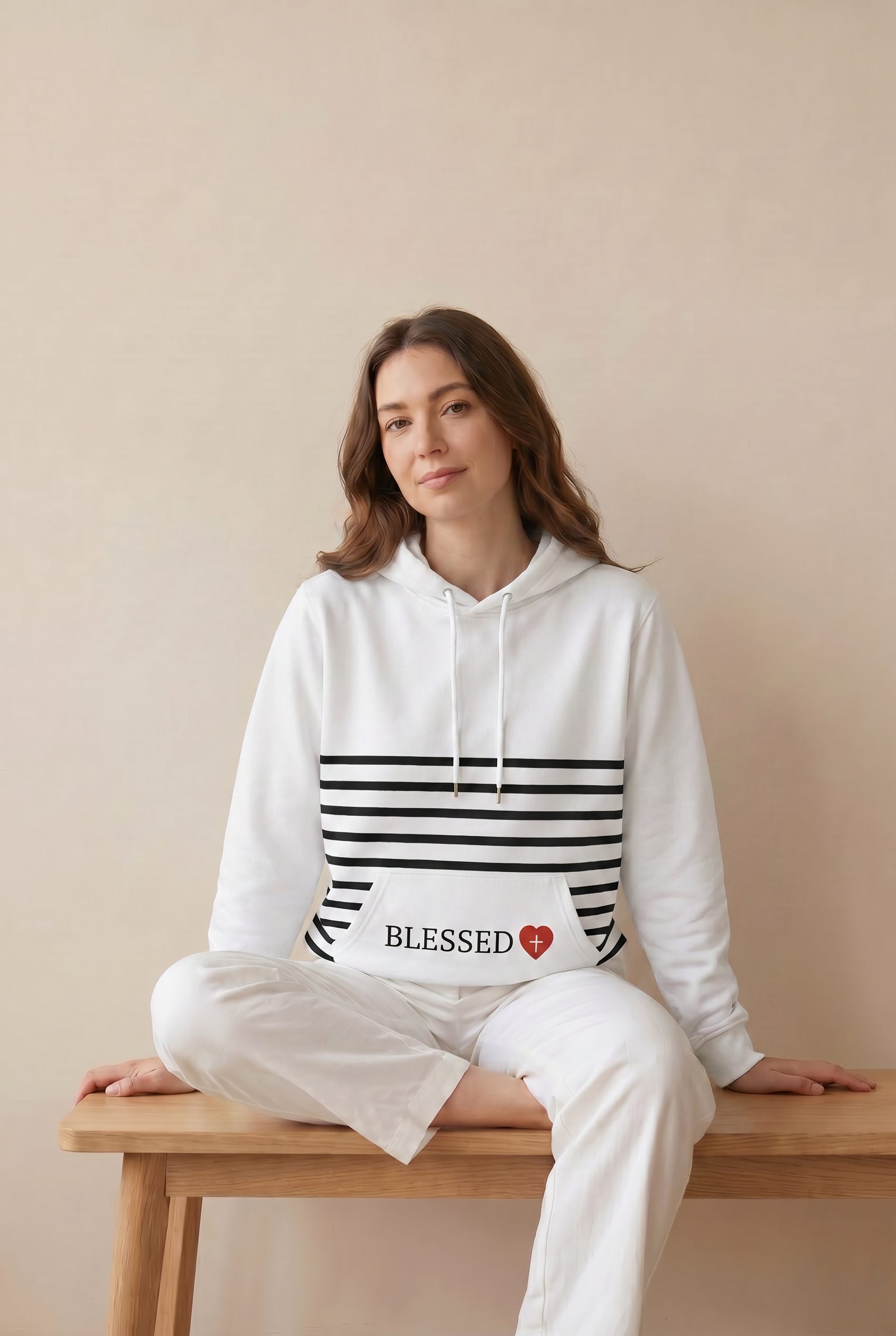 Unisex Pullover Hoodie (AOP) Overflow White
