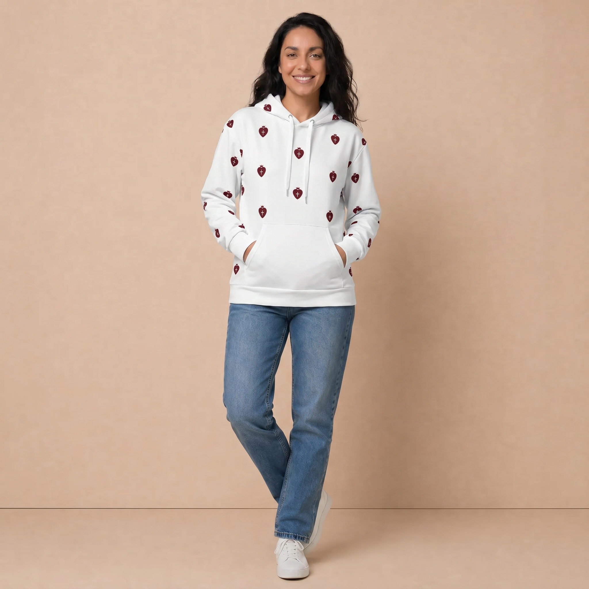 Christian Hoodie "Heart Cross" Woman wear faith Bible