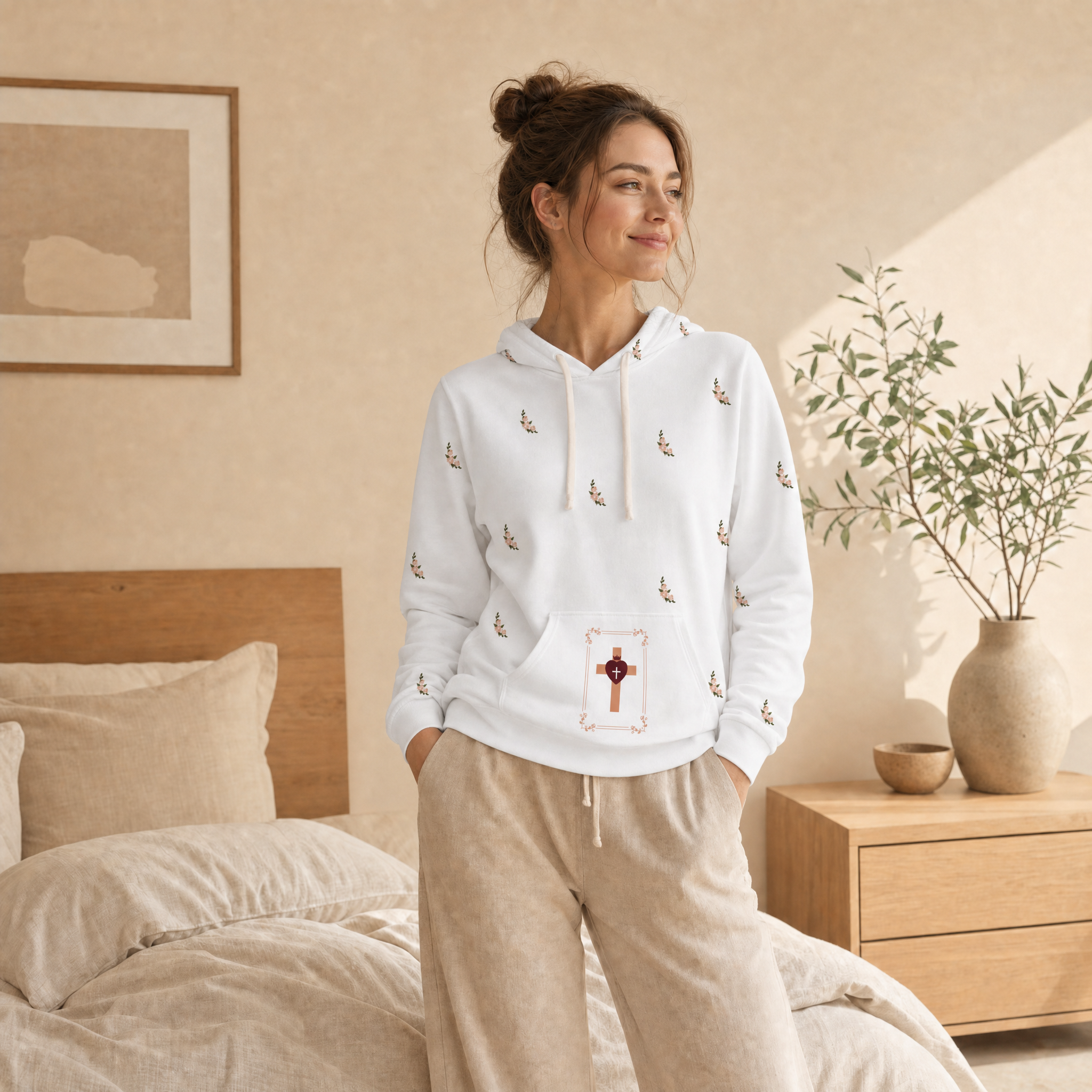 Faith Heart Cross Christian Lightweight Sweatshirt