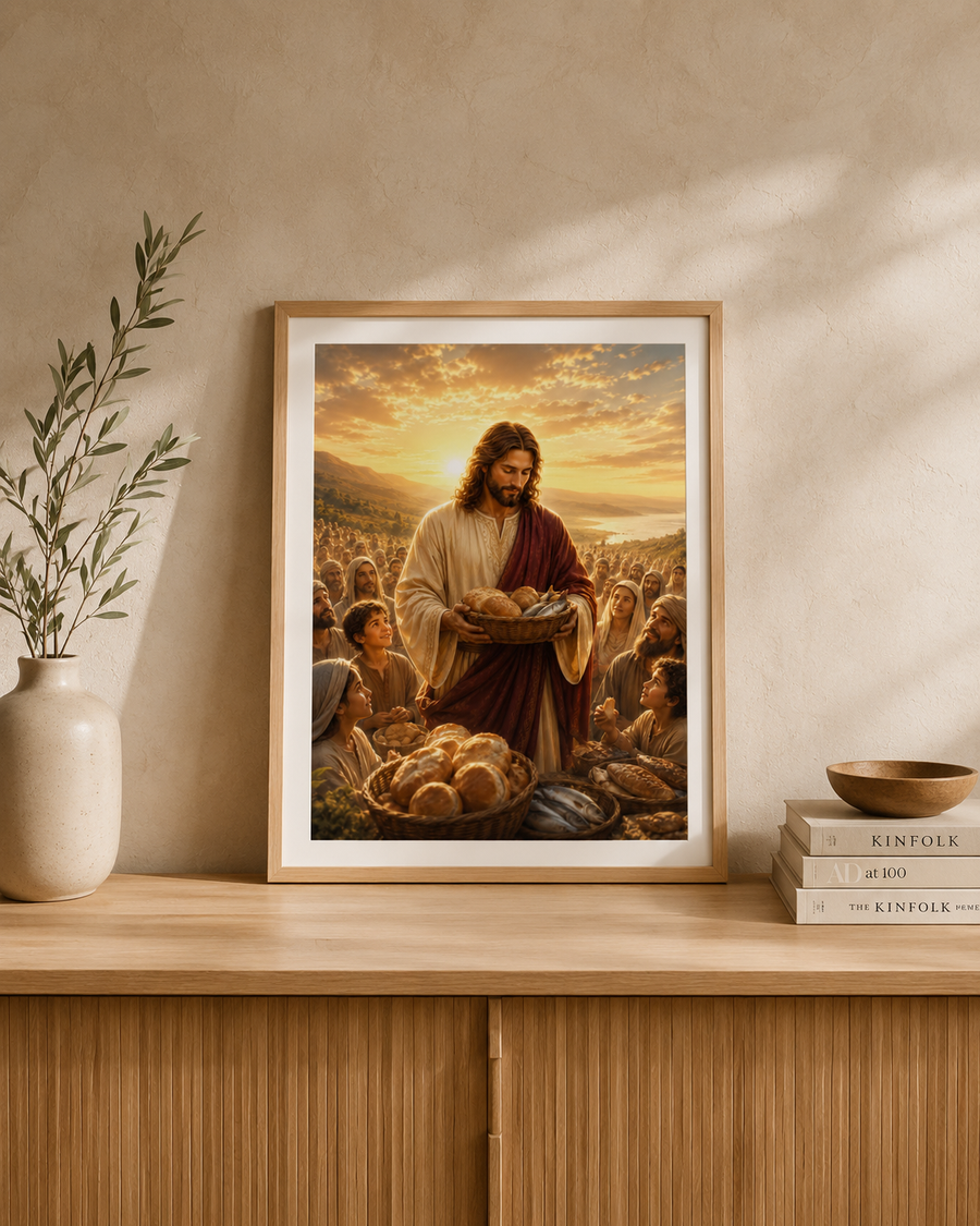 Five Loaves & Two Fish Matthew 14 Christian Wall Art