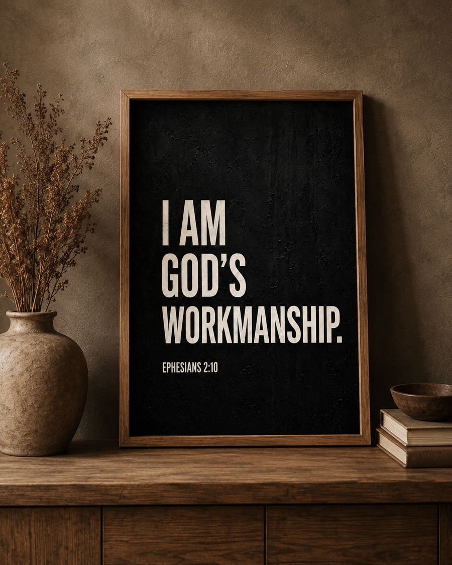 I Am God’s Workmanship Ephesians 2:10 Dark Christian Wall Art