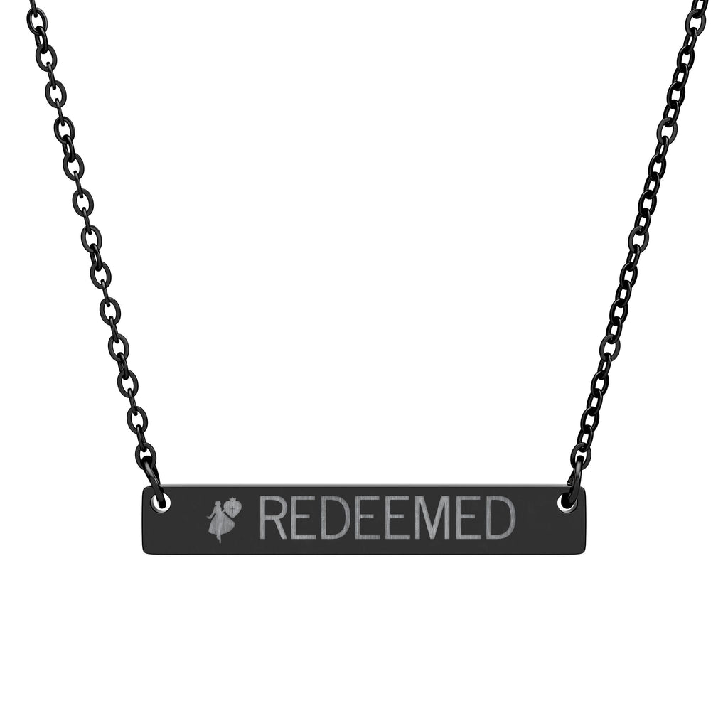 Christian Heart Cross Horizontal Bar Necklace (Engraving)