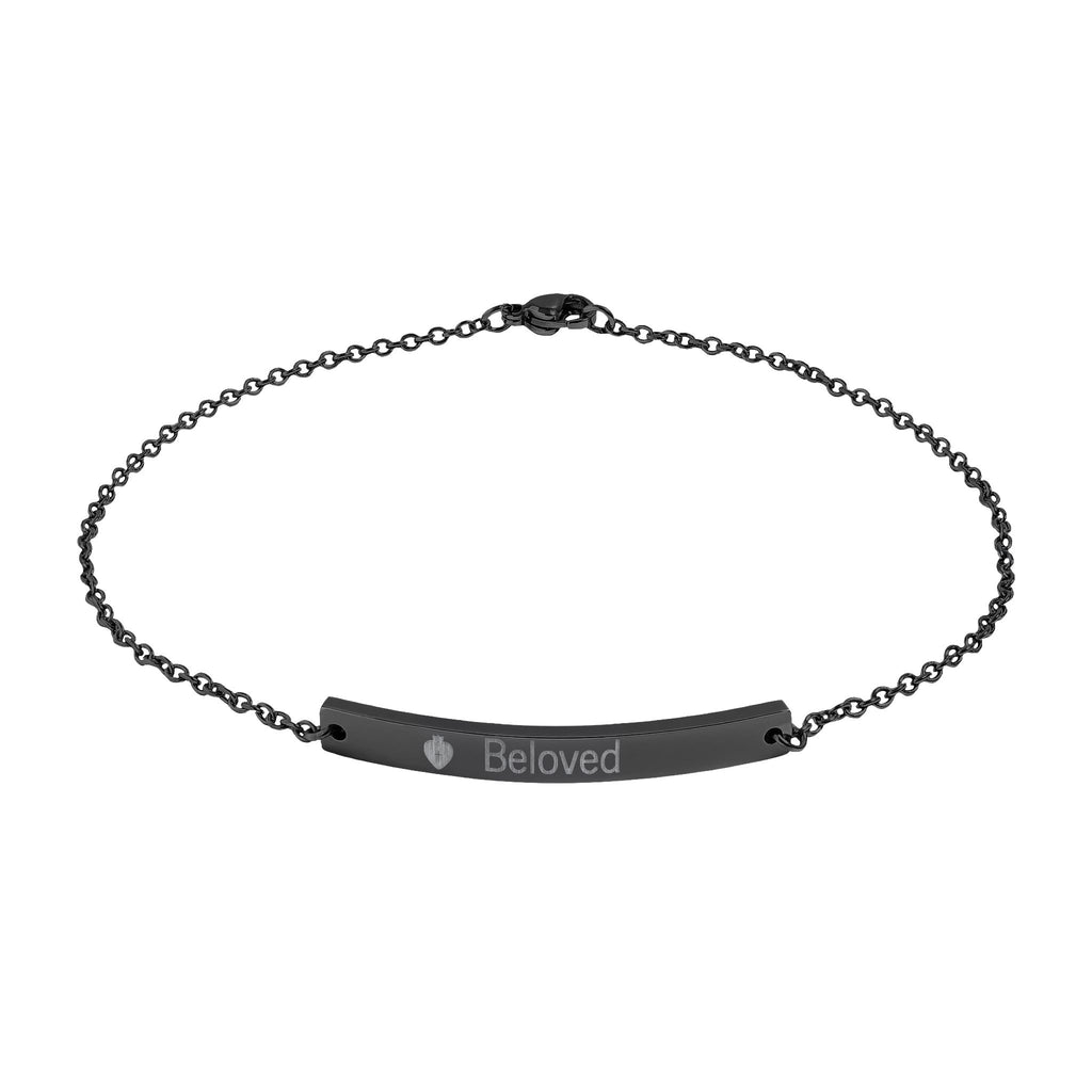 Curved Bar Anklet (Engraving) Black