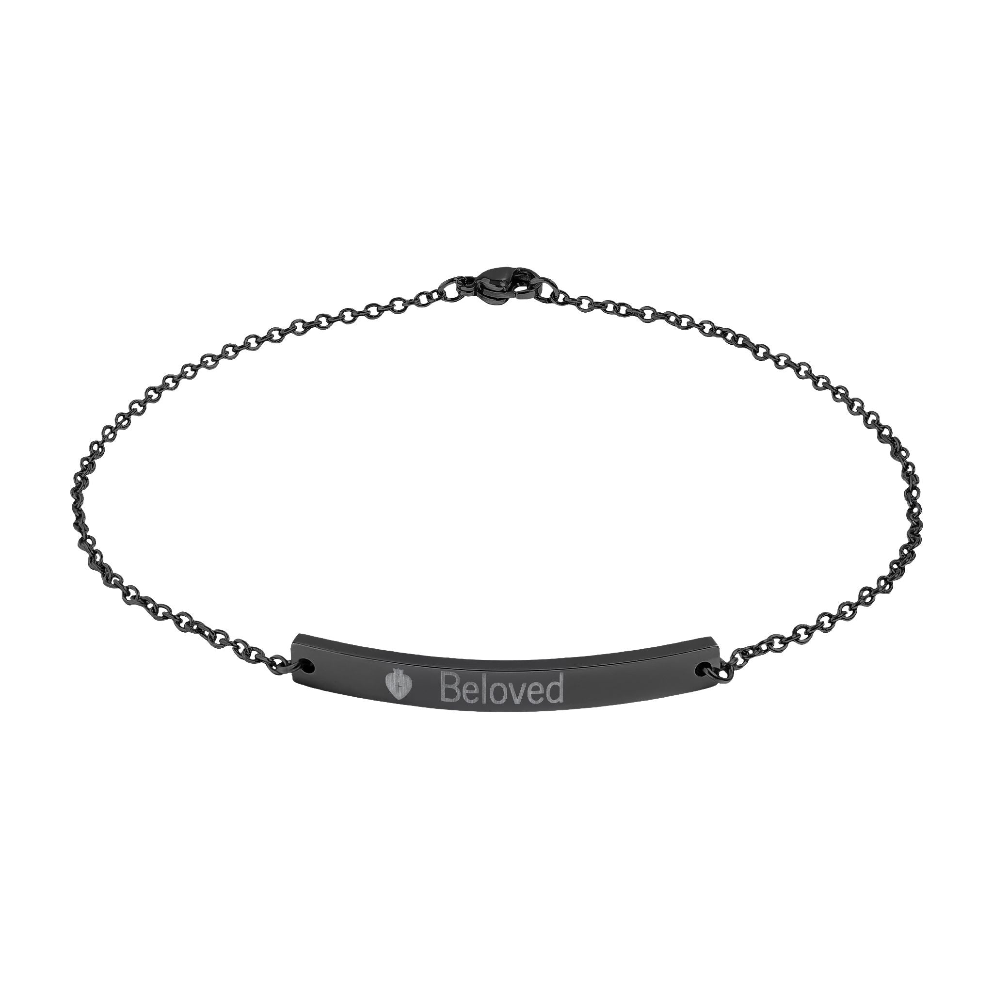 Curved Bar Anklet (Engraving) Black