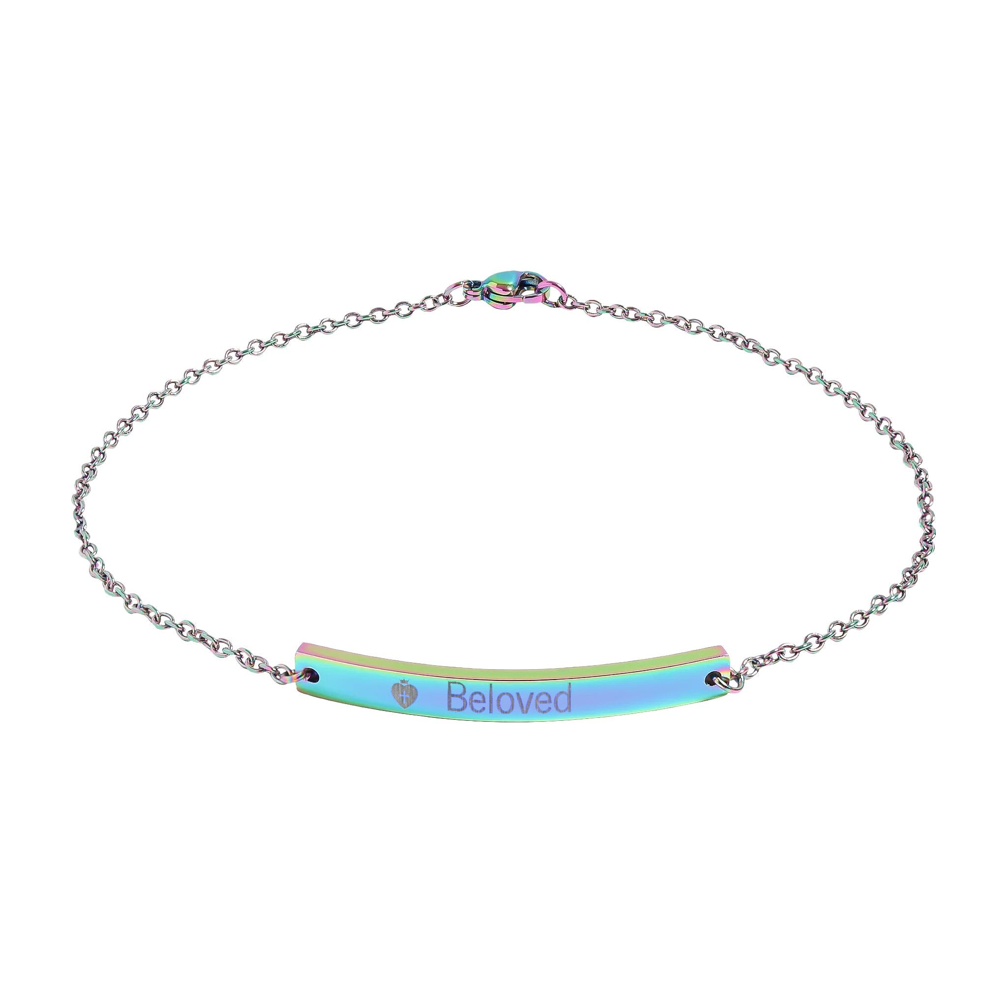 Curved Bar Anklet (Engraving) Black