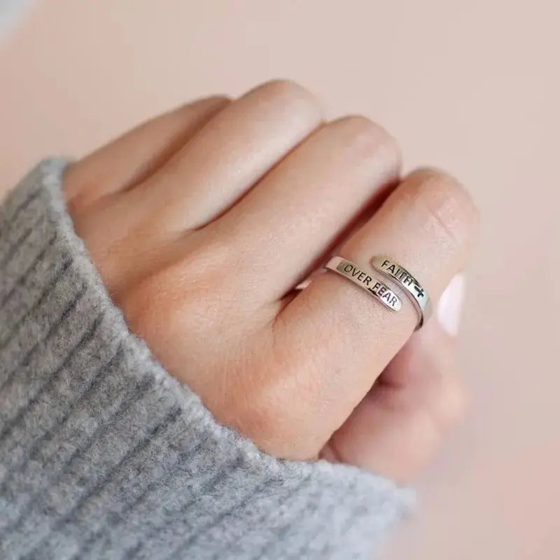 Alloy geometric cross ring - YESHUALL