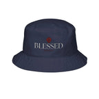 Woman wearing Christian embroidered bucket hat, faith gift for her