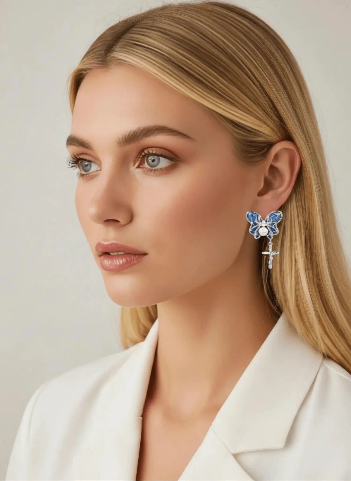 Butterfly cross earrings celestial Christian jewelry, YESHUALL