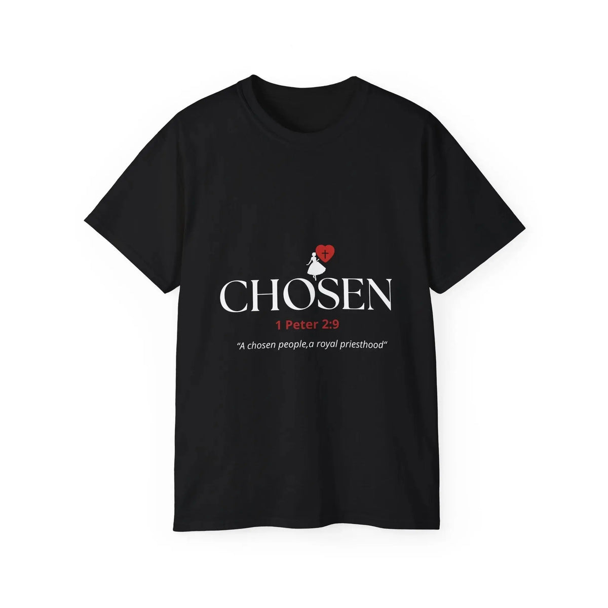 "Chosen" Christian Women's T-Shirt I1 Peter 2:9 I Black - YESHUALL