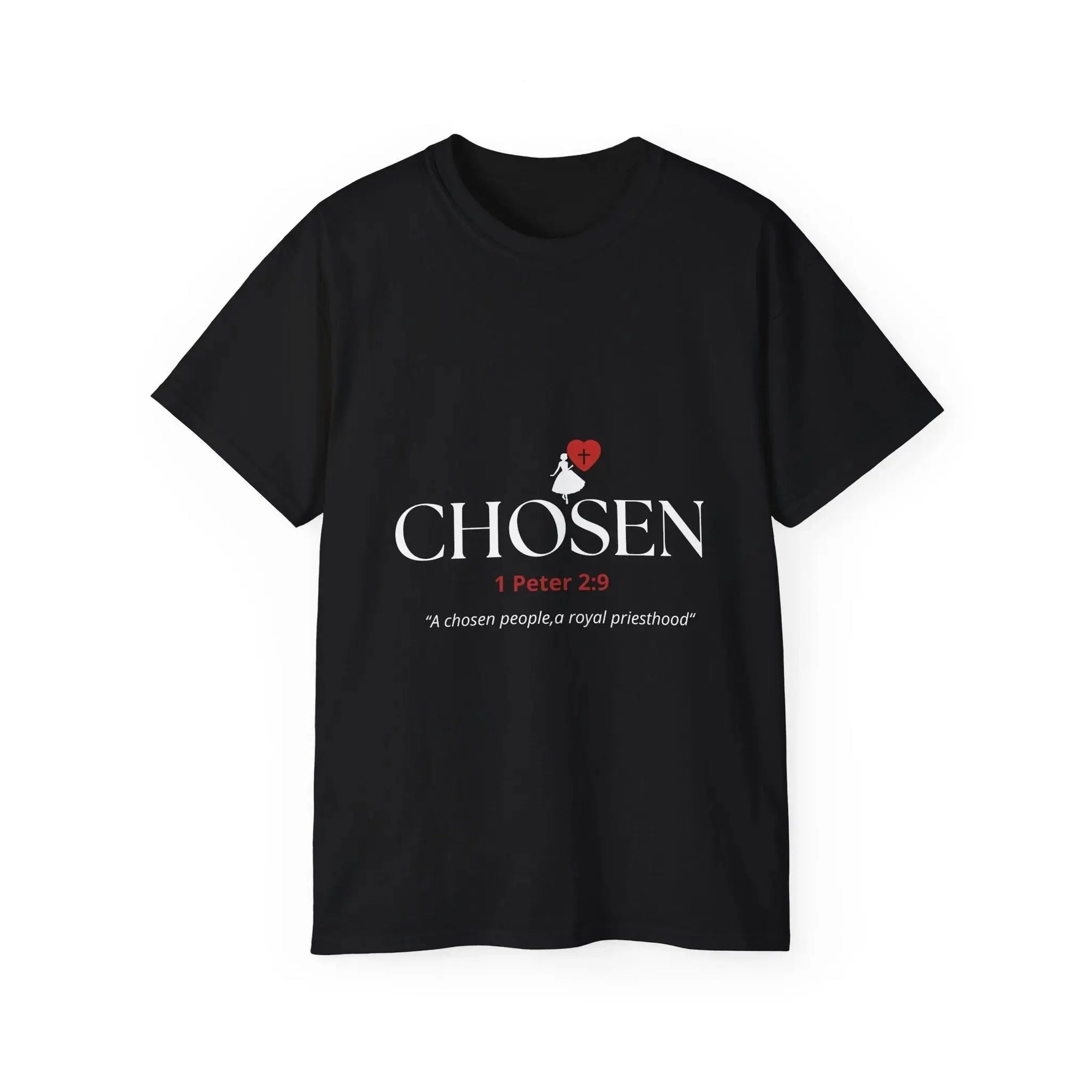"Chosen" Christian Women's T-Shirt I1 Peter 2:9 I Black - YESHUALL