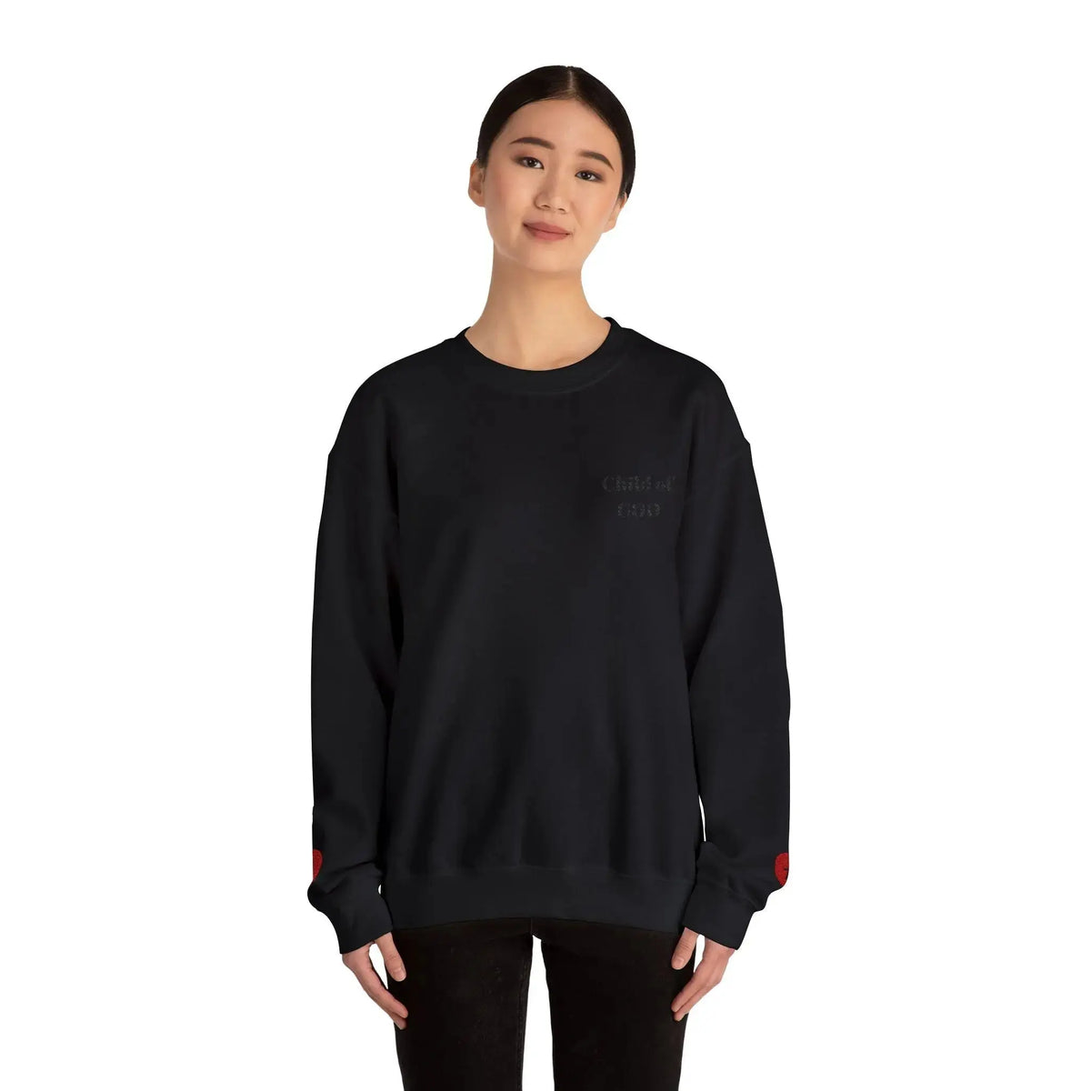 Bible truth crewneck embroidery close-up, Christian faith wear