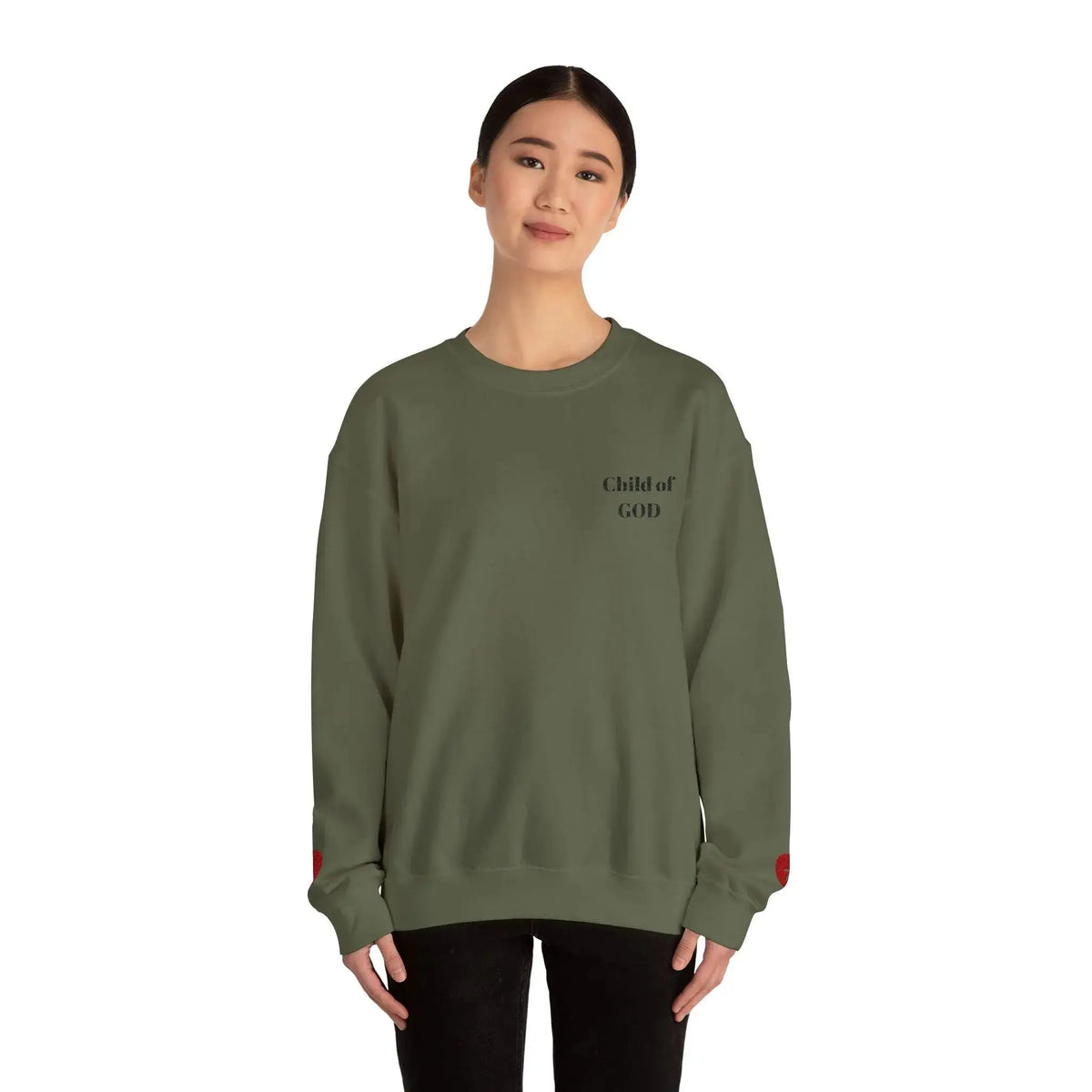 Faith crewneck sweatshirt model back, Christian women YESHUALL