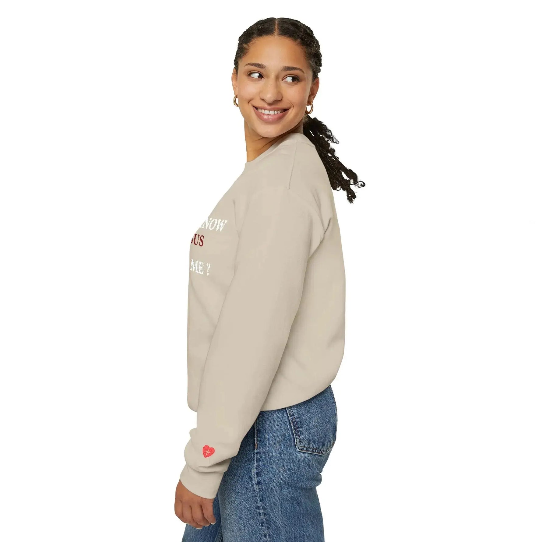 Faith crewneck print close-up, Bible truth Christian clothing