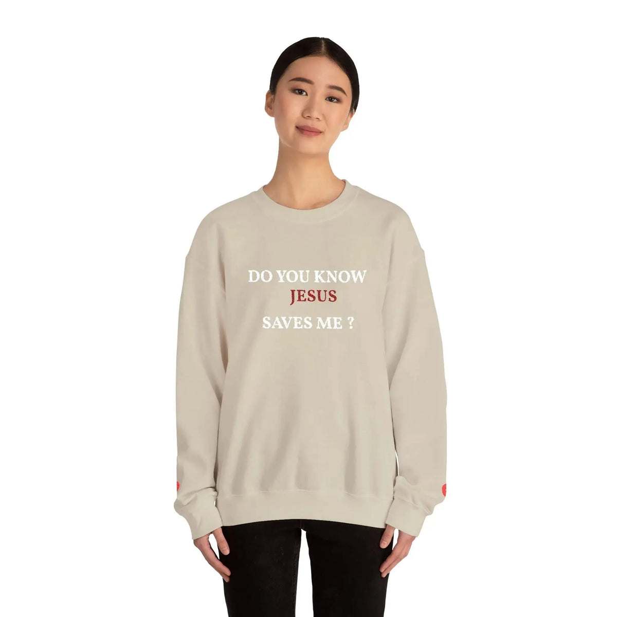Bible verse sweatshirt side view, Christian women's apparel