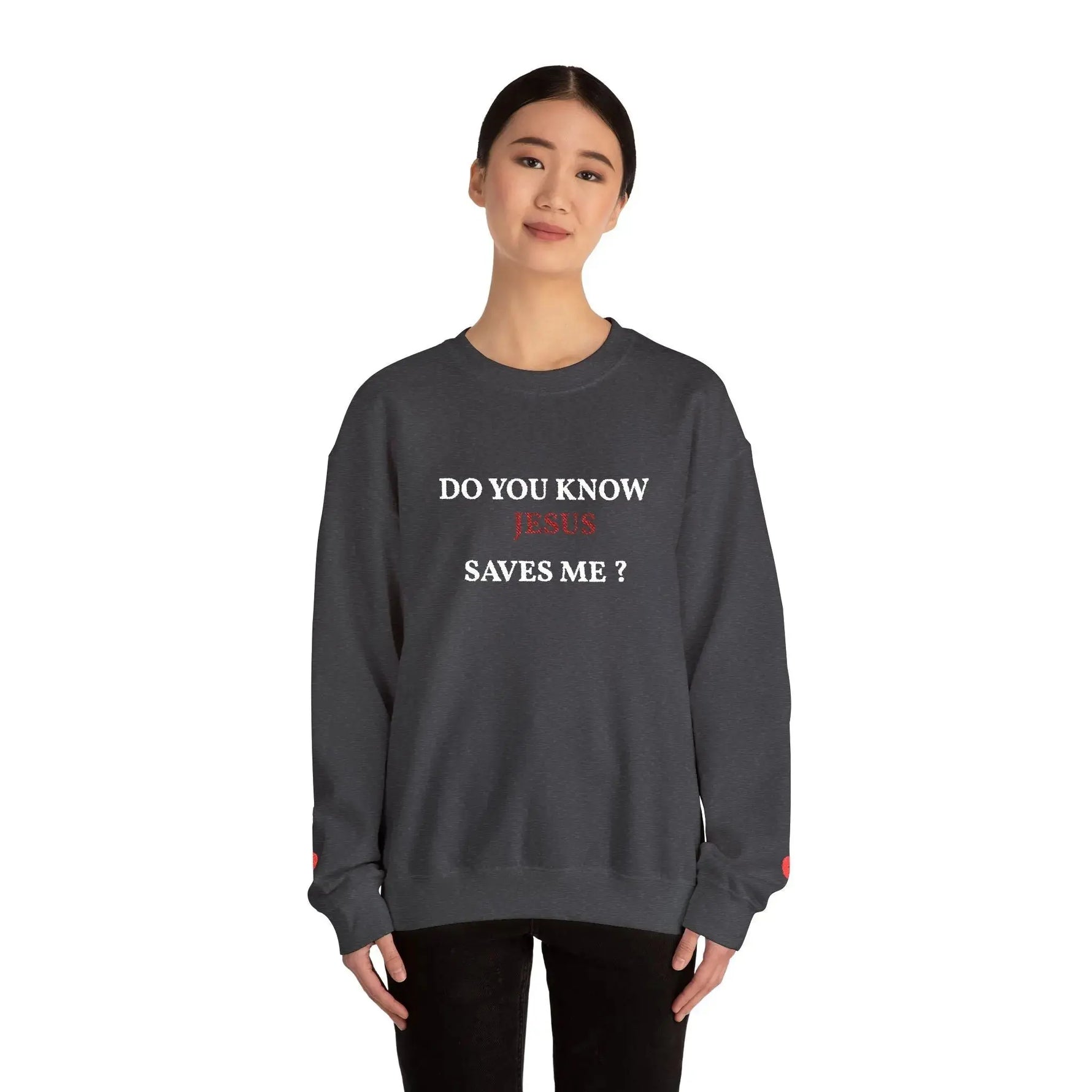 Faith crewneck sweatshirt on model back, Christian women's wear