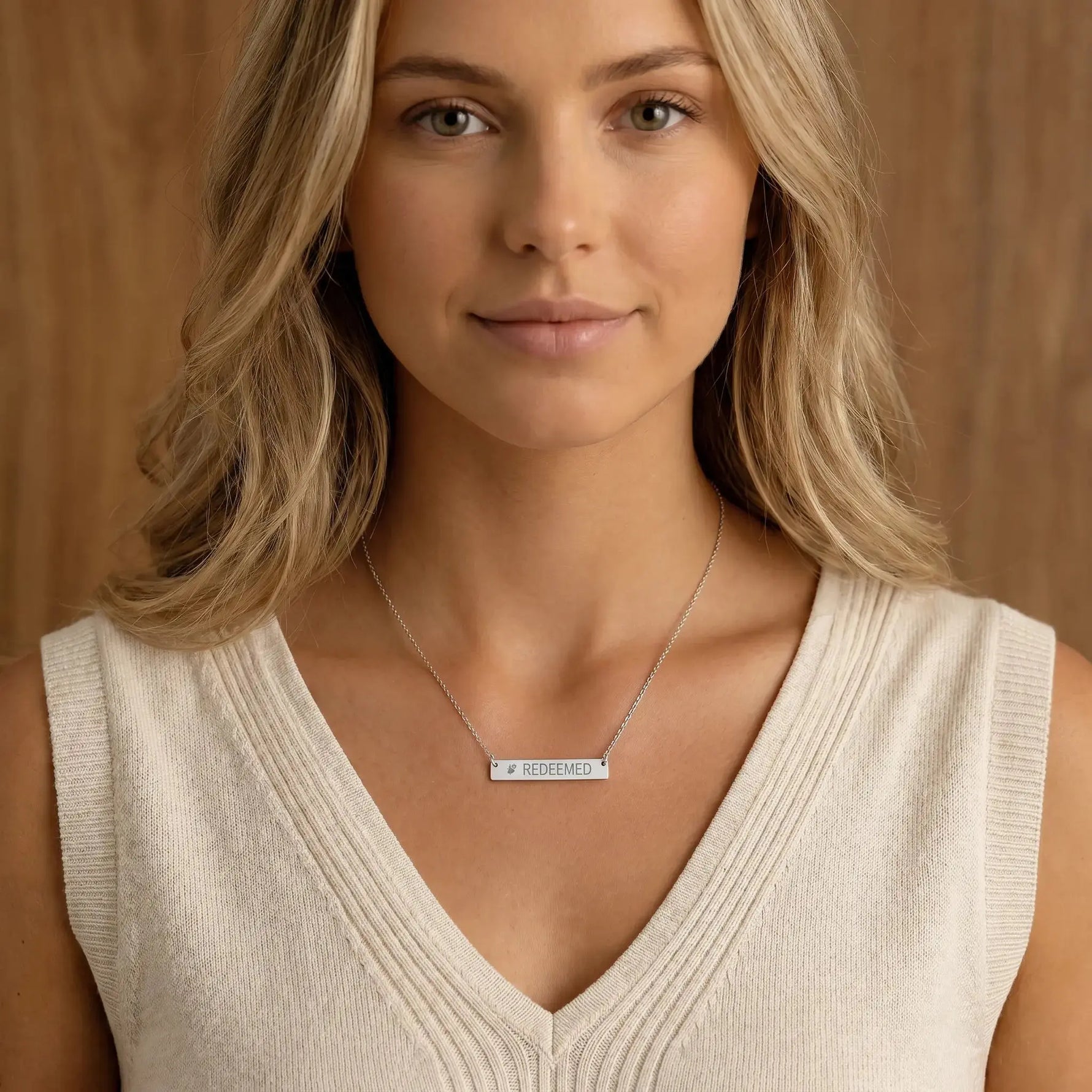 Christian Heart Cross Horizontal Bar Necklace (Engraving) - YESHUALL