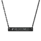 Christian Heart Cross Horizontal Bar Necklace (Engraving) - YESHUALL