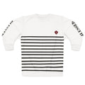 Heart Cross sweatshirt print detail close-up, Christian women's clothing