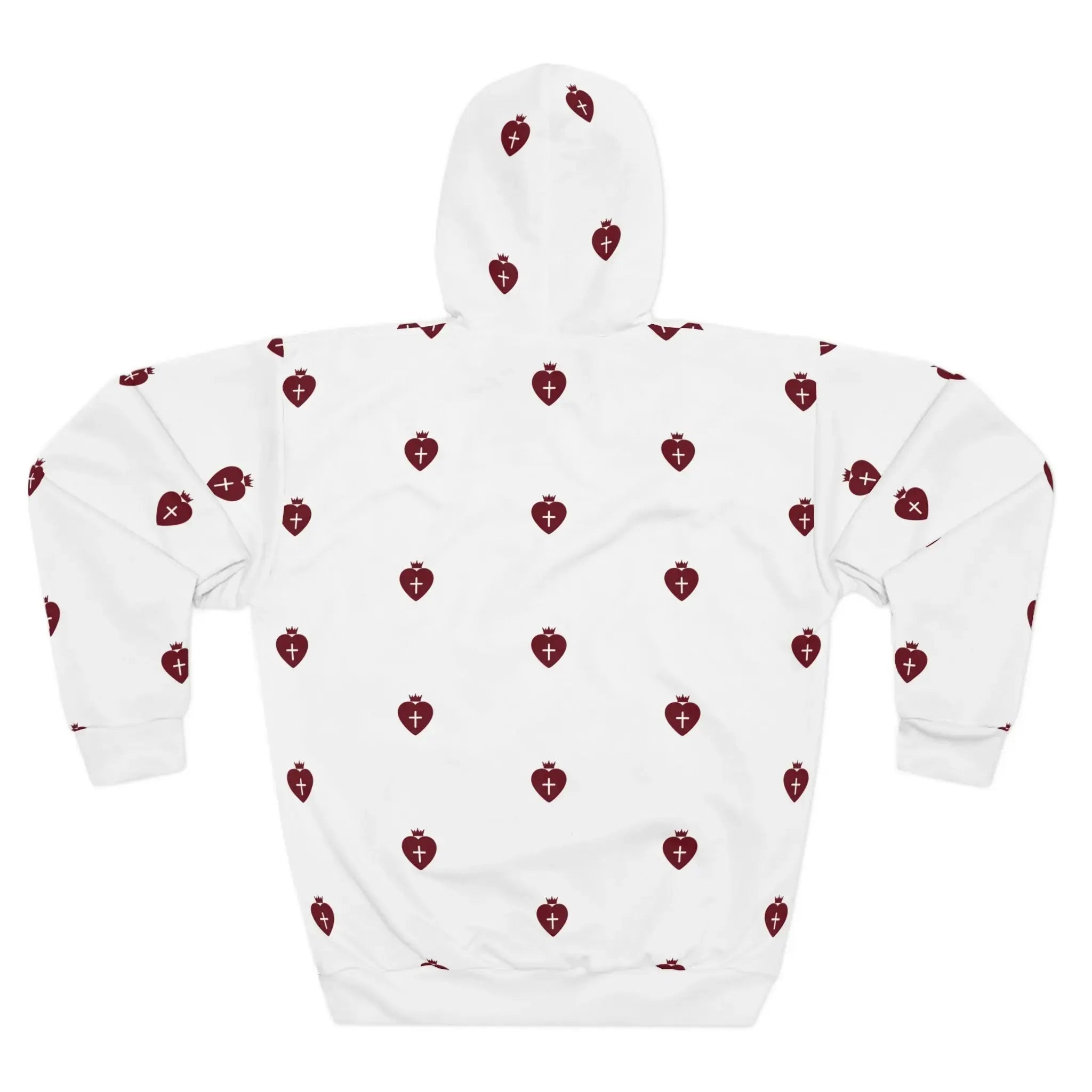 Woman wearing Heart Cross faith hoodie, Christian gift for her