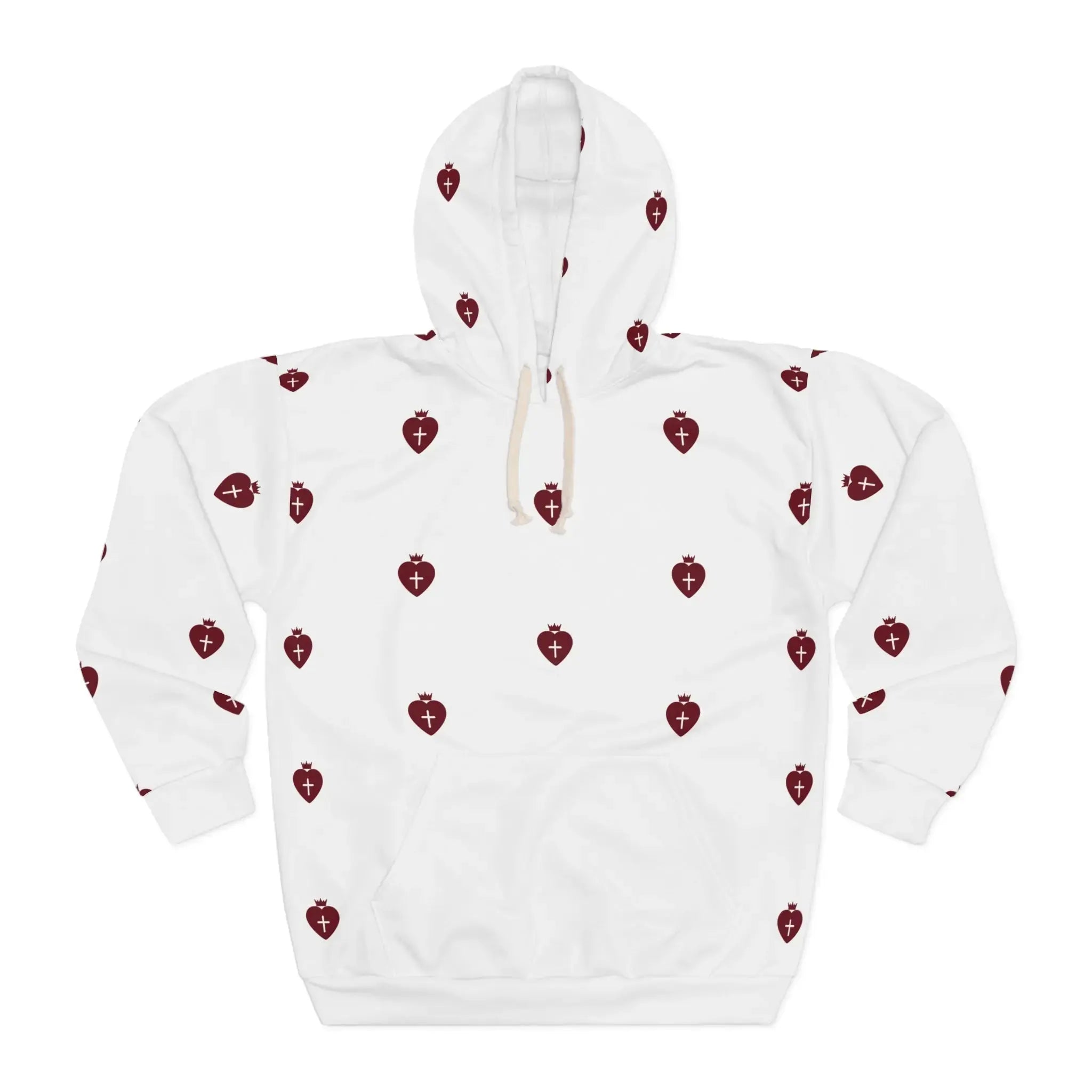 Heart Cross hoodie full print detail, Christian women's apparel