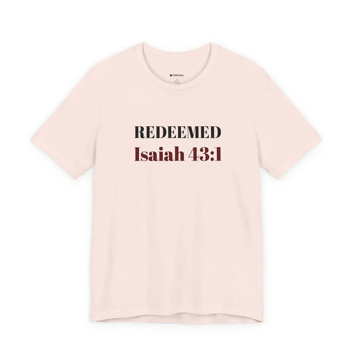 Bible verse tee fabric close-up, Christian women's clothing