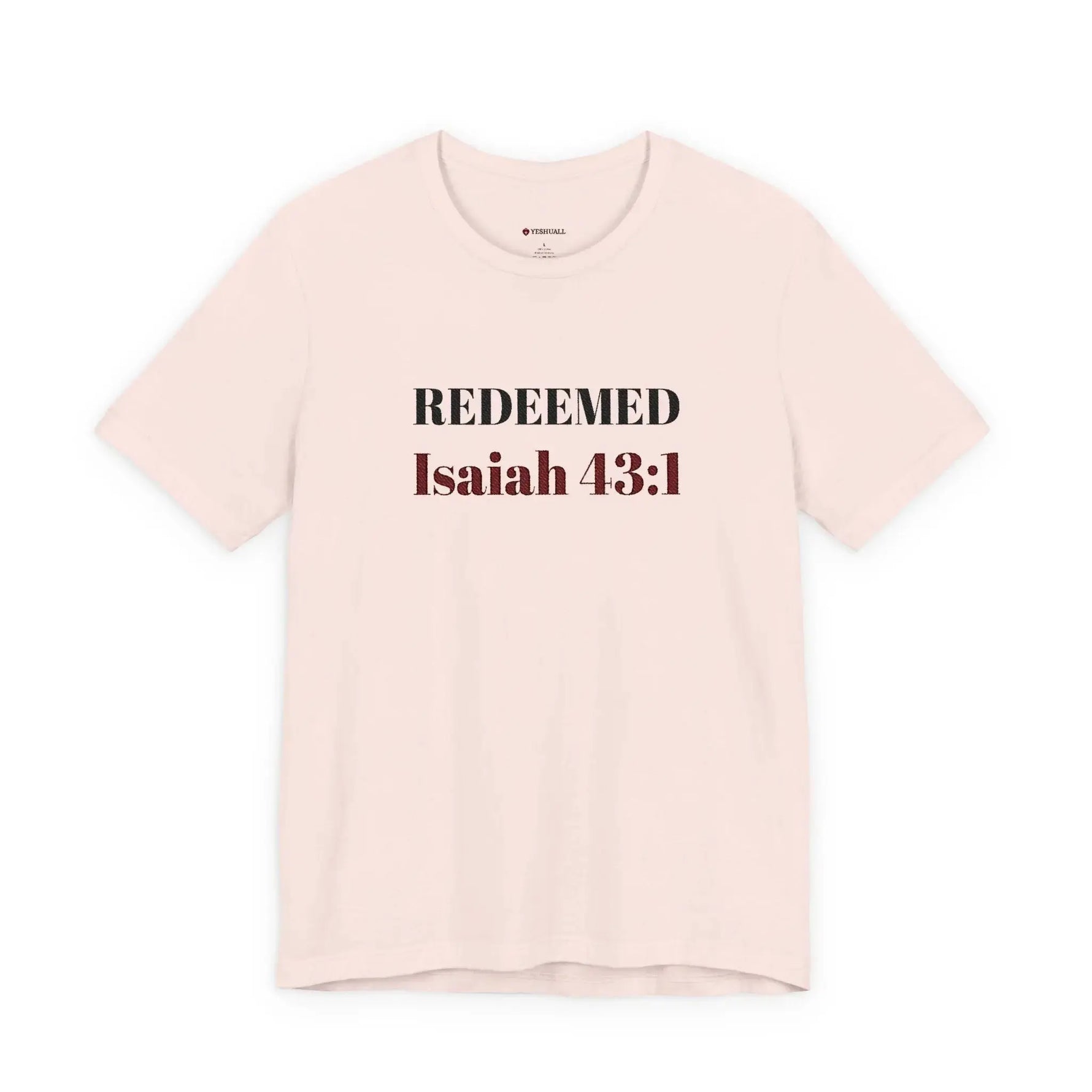 Bible verse tee fabric close-up, Christian women's clothing