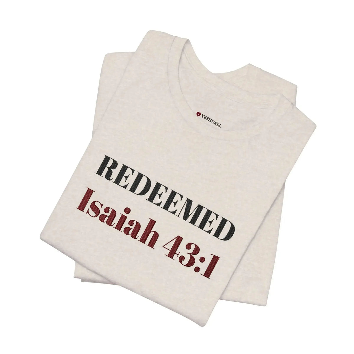 Christian short sleeve tee detail shot, faith based apparel