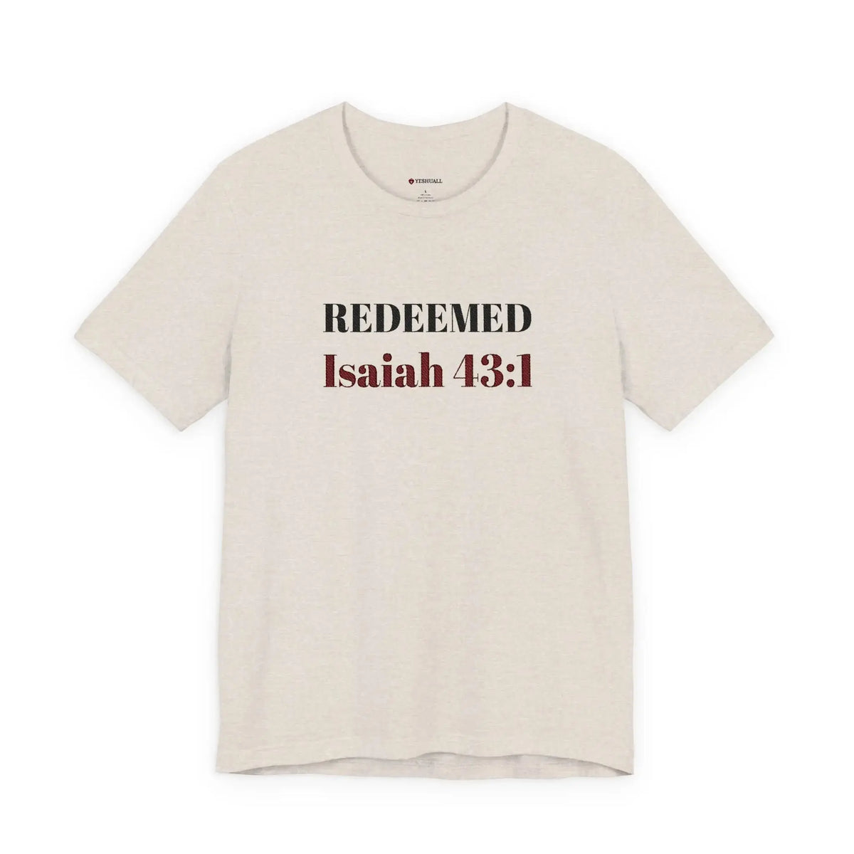 Christian jersey tee on model, faith based women's clothing