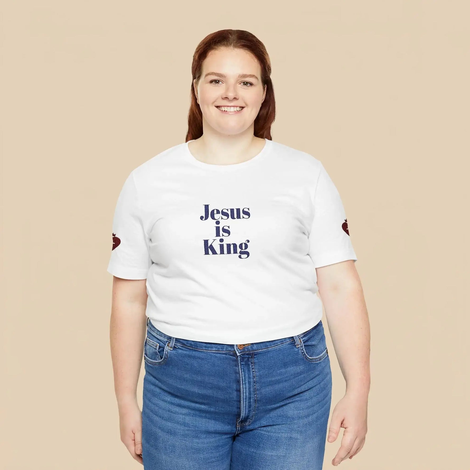 Faith jersey t-shirt side view, Christian women's clothing