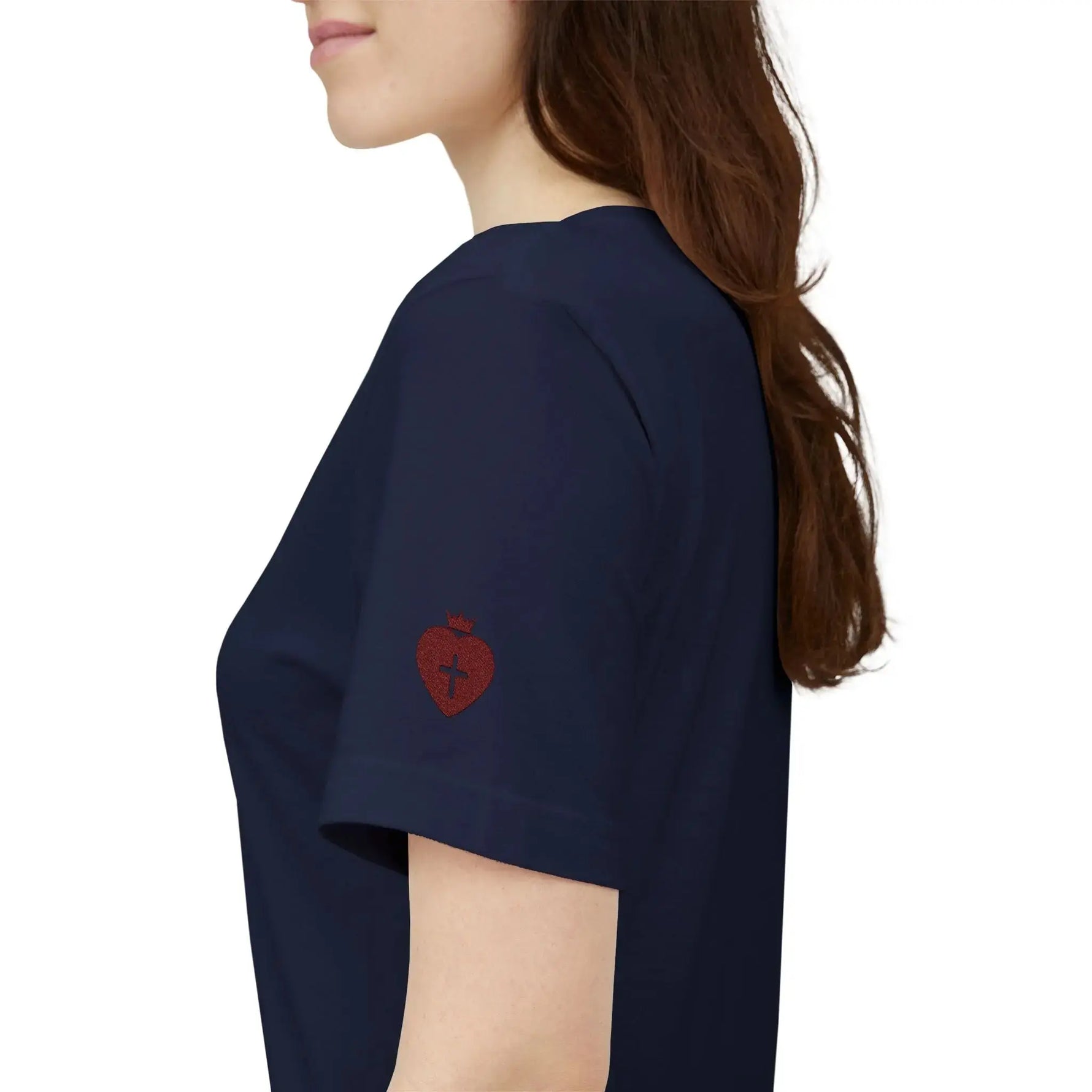 Faith jersey tee flatlay, Bible verse Christian women's shirt