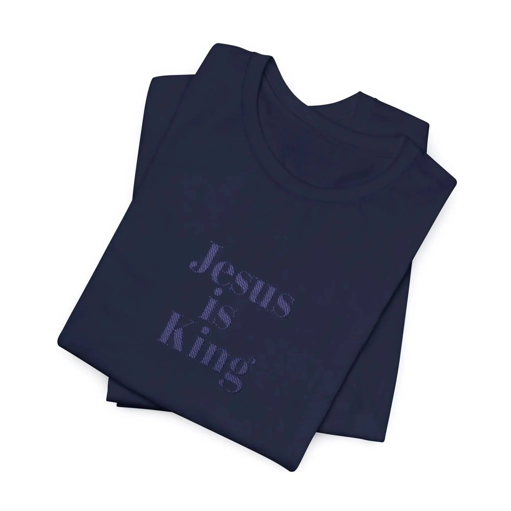 Christian jersey tee fabric close-up, faith based women's clothing