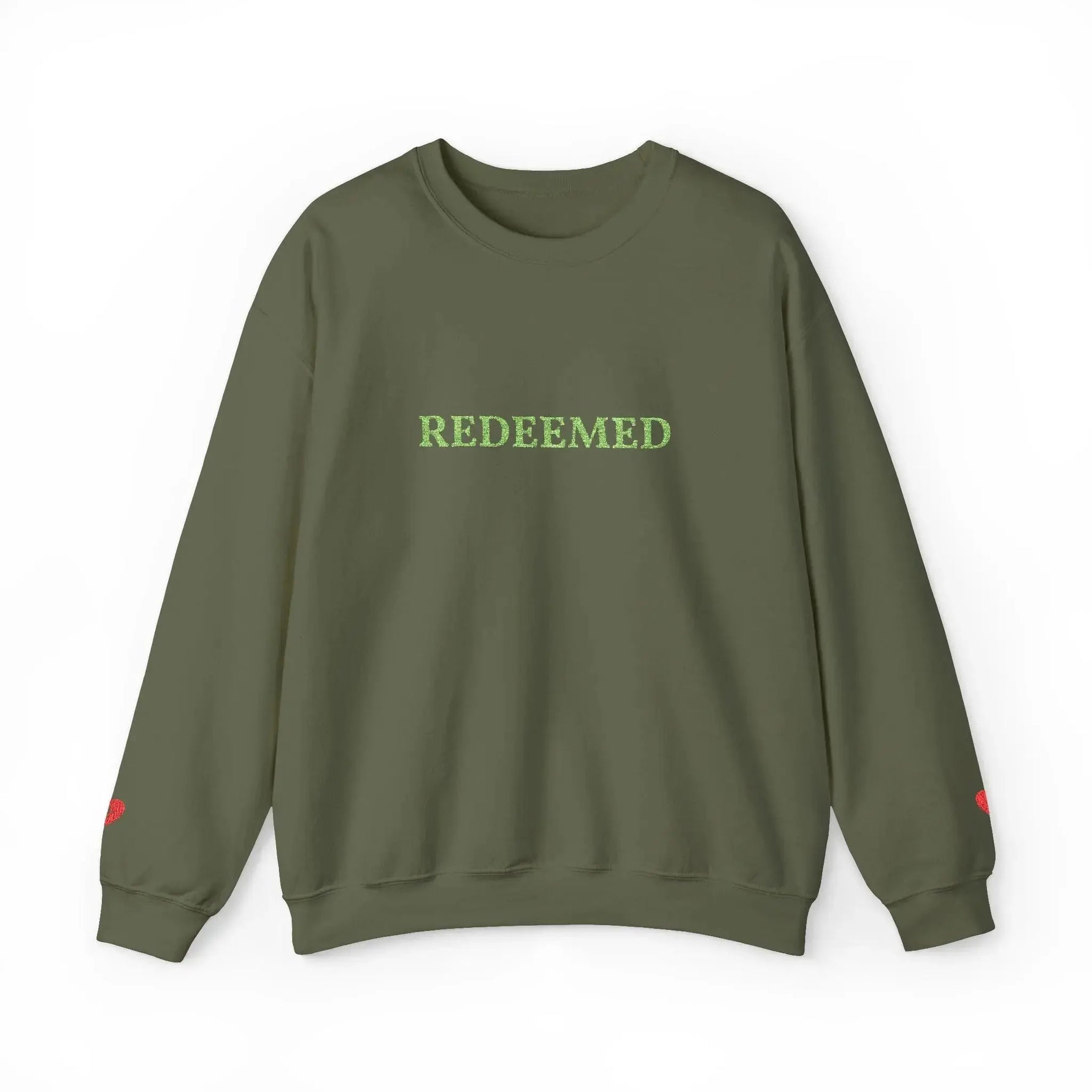 Christian Women's Crewneck "Redeemed"Sweatshirt Green - YESHUALL