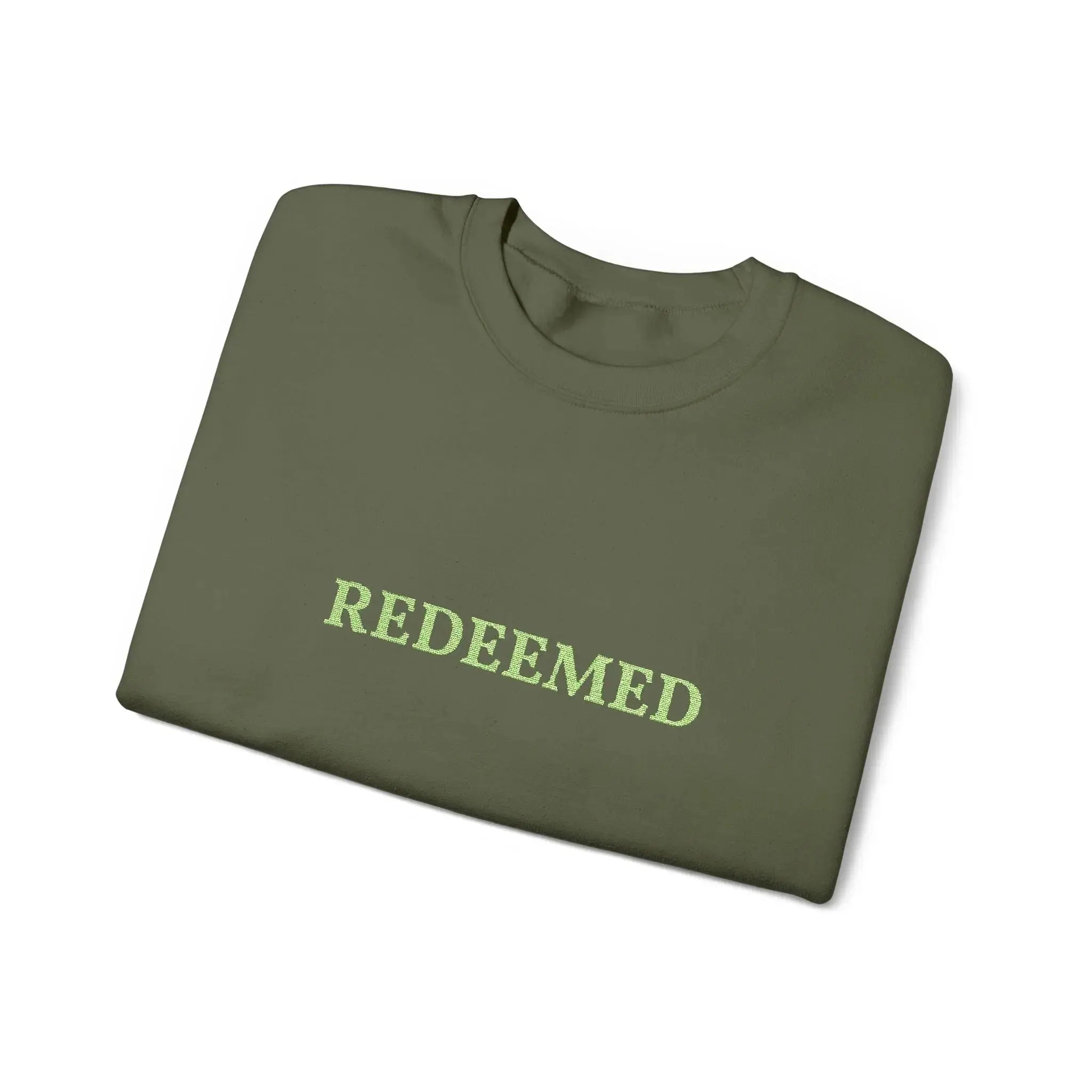 Christian Women's Crewneck "Redeemed"Sweatshirt Green - YESHUALL