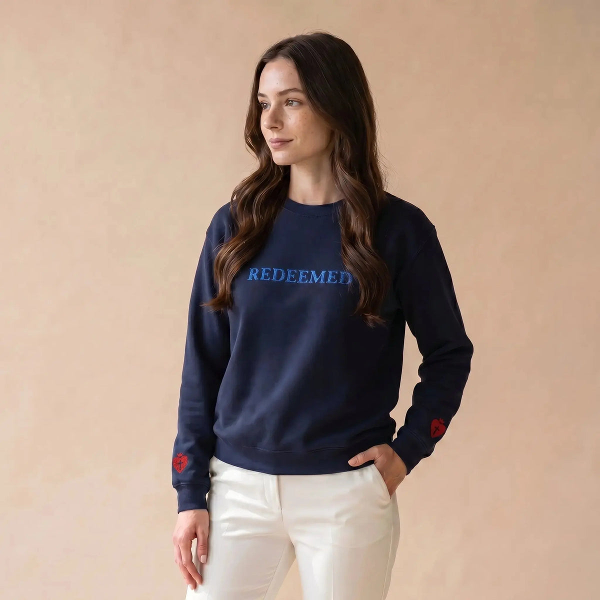 REDEEMED crewneck sweatshirt Christian women green, YESHUALL