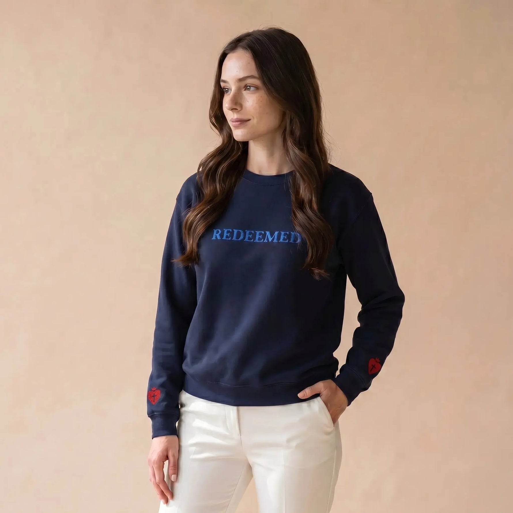 REDEEMED crewneck sweatshirt Christian women green, YESHUALL