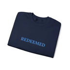 REDEEMED sweatshirt embroidery detail, Christian faith women's top