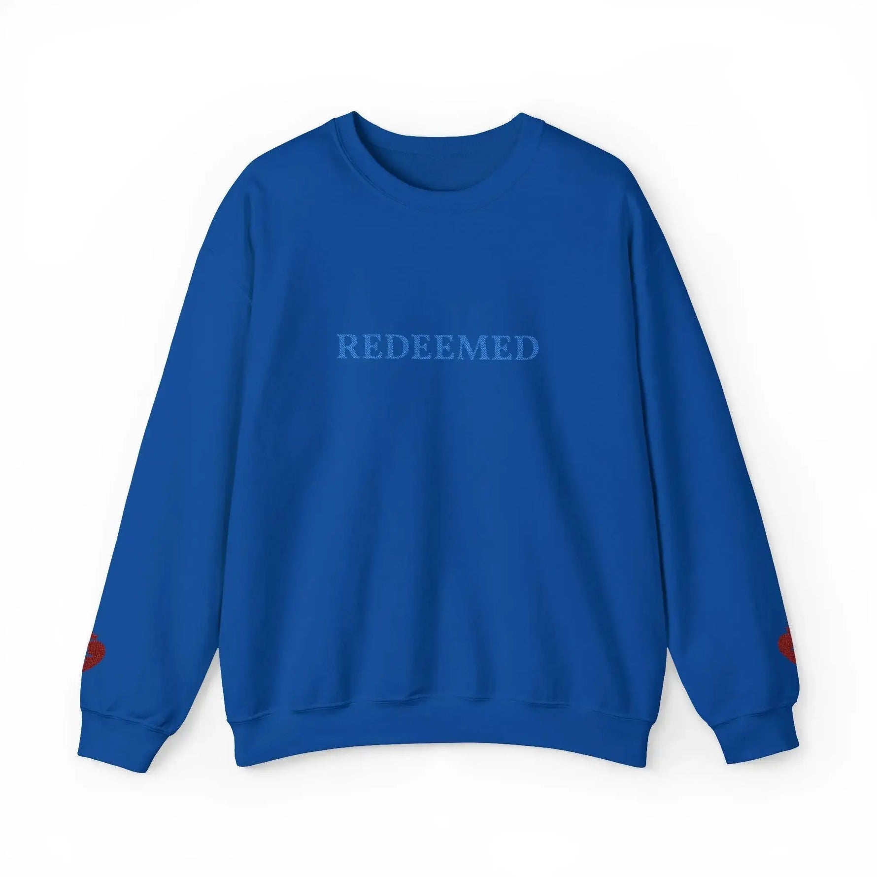 REDEEMED crewneck sweatshirt back view, Christian women's apparel