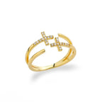 Cross Ring Double-Layer Ring - YESHUALL