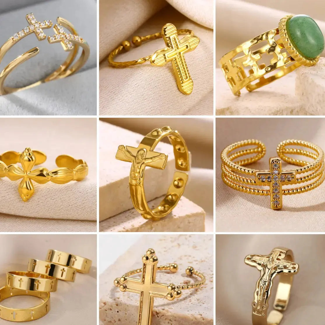 Cross Ring Double-Layer Ring - YESHUALL