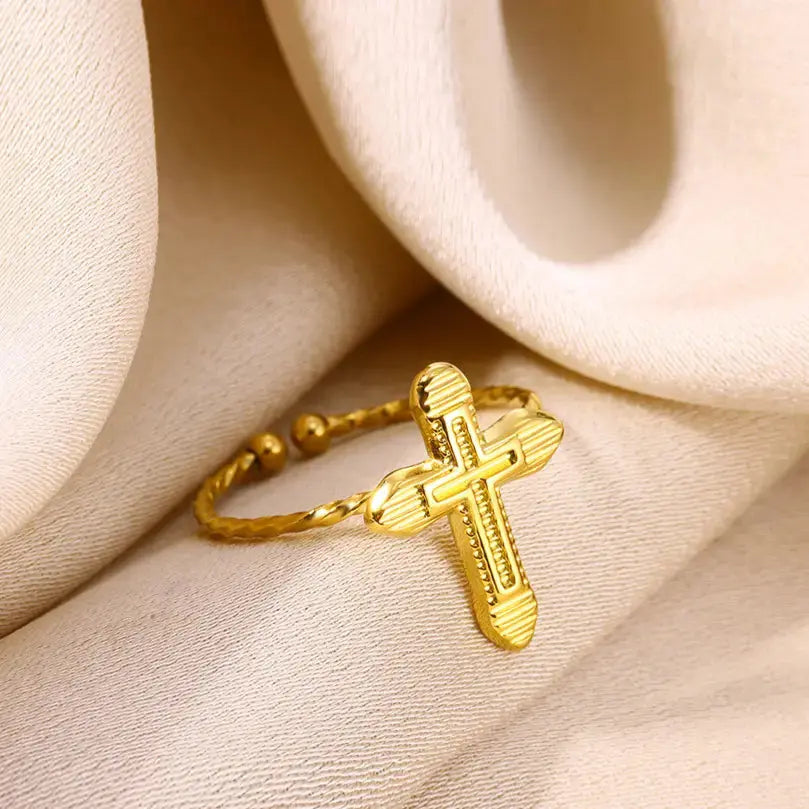 Cross Ring Double-Layer Ring - YESHUALL