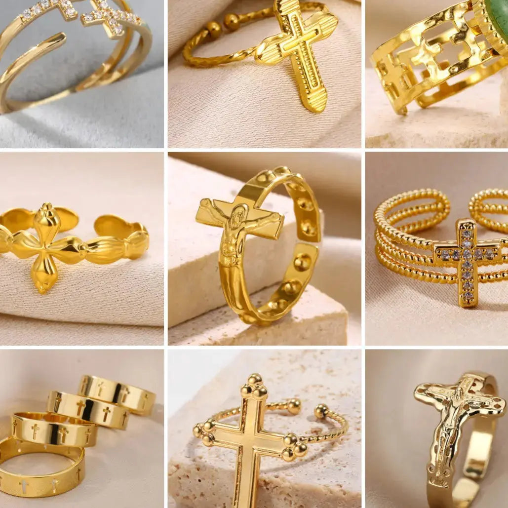 Cross Ring Double-Layer Ring - YESHUALL