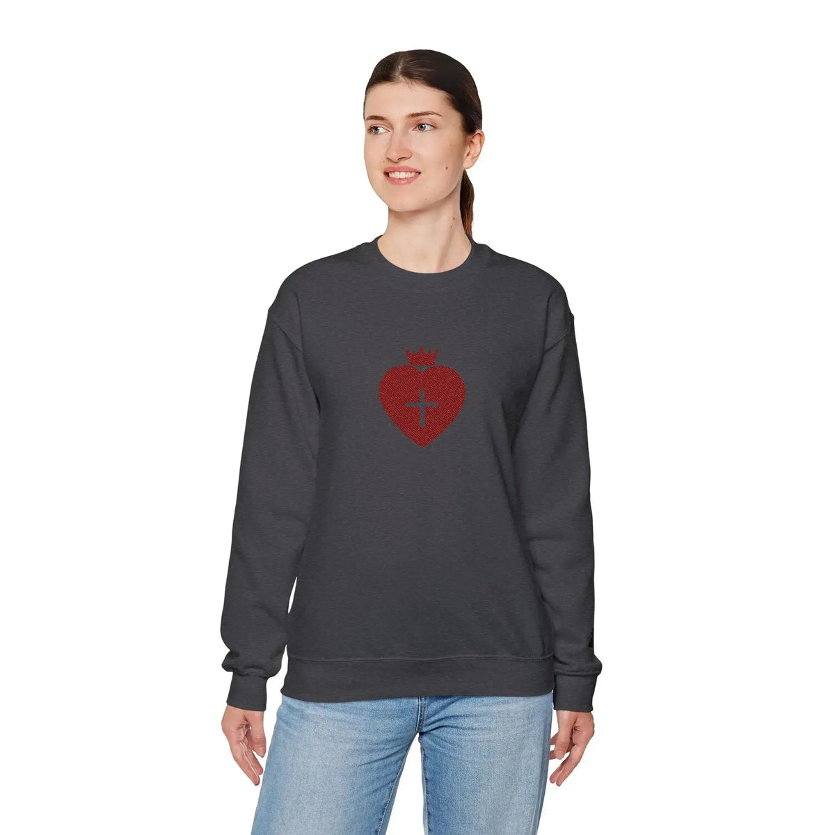Daughter of the King crewneck worn styled, Christian women's apparel