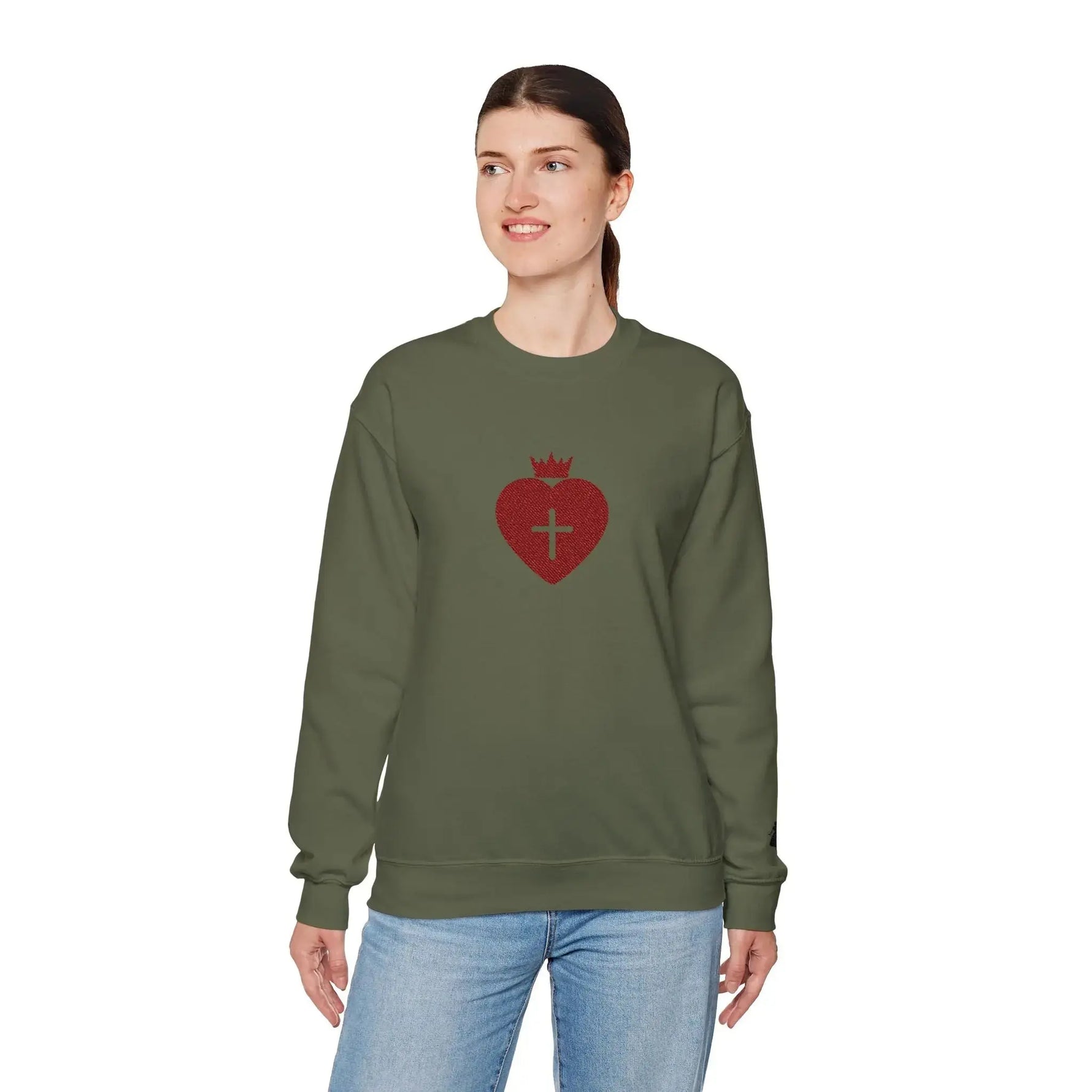 Daughter of the King crewneck multiple views, Christian faith apparel